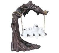 Generico Swinging Ghost Decor, Halloween Ghost Figurines, Spooky Tabletop Decoration with Hanging Swing for Indoor Outdoor Party, Bookshelf, Desk, Cabinet, Kitchen, 16.5x11.4x6.3cm