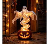 Generico Swirling Ghost Pumpkin Yard Lamp, Lighted Spooky Ghost Statue, Halloween Vintage Cozy Outdoor Decoration for Porch,Entryway,Party,Home, Fall Gifts for Adult