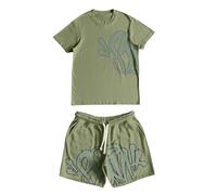 Generico Syna World Tuta Da Jogging T-shirt corta Cotton Y2K T-shirt corta e Pantaloncini Casual Sweatsuit Set Tuta Sportiva Da Uomo