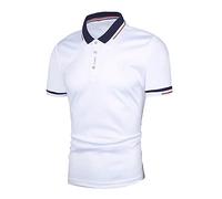 Generico T-Shirt Casual da Uomo a Maniche Corte di Tendenza con Risvolto e Bottone da Uomo