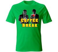 Generico T-Shirt Coffee Break Movie Style Tarantino - Pulp&Fiction (IT, Testo, L, Regular, Regular, Verde)