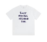 Generico T-Shirt con Stampa di Lettere Every Man Has His Weak Side Cool Design Trendy Unisex Abbigliamento Casual Confortevole per la Vita Quotidiana