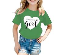 Generico T-Shirt da Bambina Maglietta con Scollo Rotondo Carino Moda Primavera ed Estate Tempo Libero Elegante Magliette Sportive a Girocollo per Ragazze 4-13 Anni