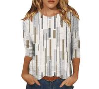 Generico T-Shirt da Donna Cotone Maniche Corte con Scollo Tondo Manica A Tre Quarti Comoda Maglietta Stampa T Shirt Maglie Corta Estive Estiva Magliette in Curvy Tshirts Top Eleganti Tshirt Bianco S