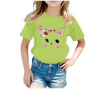 Generico T-Shirt da Ragazza a Girocollo Casual Top Unisex Bambini Camicetta di Cotone Vestiti Estate Estiva, Elegante, Leggera Maglietta per Grandi Regalo Ragazze 5-12 Anni
