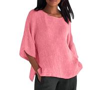 Generico t-Shirt Donna Maglietta Donna Leggero a Maniche Corte Cotone Top Scollo Rotondo Tee Basic Classico Maglia Comoda Largo Sportivo T-Shirt per Palestra,Rosa L