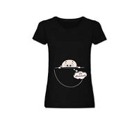Generico T-Shirt Donna maternità - Bebè in Arrivo Dolce Attesa - Maglietta 100% Cotone Bebè Mamma e papà (Nero, L)