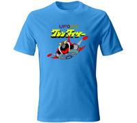Generico T-Shirt Goldrake Atlas UFO Robot Japan Logo Anime Manga Cartoon (IT, Testo, L, Regular, Regular, Azzurro)