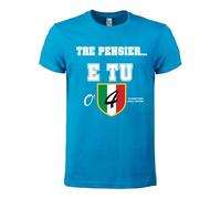 Generico T-Shirt Napoli Campione Quarto Scudetto Tricolore 3 pensier e tu o' 4" - 100% Cotone Ring Spun (Disponibile in Tutte Le Taglie Adulto e Bambino(