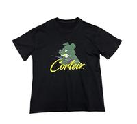 Generico T-Shirt Oversize Nero da Uomo con Stampa di Disegno Animato D'avanguardia, Stile Graffiti Giallo, Adatto per Top Casual di Appassionati di Streetwear, Design Artistico Audace-color01||s