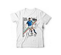 Generico T-Shirt Paolo Rossi - Pablito l'Uomo Che fece piangere Il Brasile - Hoodie con Cappuccio Campione del Mondo 82 Calcio Italia (Bianco, L)