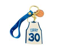 Generico T-Shirt Portachiavi Compatibile con NBA 30 Warriors Color Bianco e Blu Sport Basket Gadget Accessori Idea Regalo Uomo Donna Bambino Ciondolo Creativo 3D
