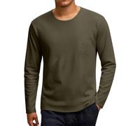 Generico t-Shirt Uomo,Maglietta,da a Maniche Lunghe da, Girocollo, Tinta Unita, Autunnale, Morbida e Comoda, vestibilità Ampia, Leggera Cotone 3XL (Blackish Green, M)