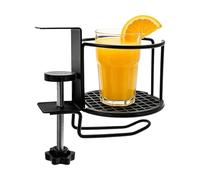 Generico Table Cup Holder | 2 In 1 Adjustable Anti-spill Clip On Hook - 4.06x3.62x3.03in Headphone Hanger Holder - For Lawn Chair Office House Indoor Bed Bedside Couch Classroom Lab Cabinet