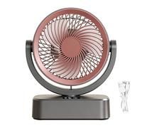 Generico Table Fan - ABS PPlastic, Rechargeable Digital Display 6-Speed Oscillating Desk Fan | Portable Air Circulator For Home Bedroom Living Room Kitchen Office Dorm Apartment And Travel Use