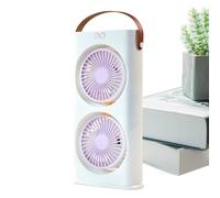 Generico Table Fan, Desktop Cooling Fan, Portable Double Head Fan, 3 Speed Adjustable, Type-C Rechargeable, for Home Travel Dorm Camping, 15.5x5.5x31cm/6.1x2.17x12.2 Inches, Purple, Blue