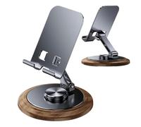 Generico Table Phone Stand, Adjustable Mobile Phone Stand, Wooden Base Phone Stand, Office Desk Phone Stand, 360 Degree Rotating Desk Stand, Smartphone Desk Holder, Adjustable Stand for Phone