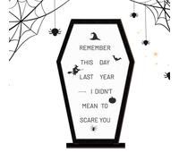 Generico Table Sign, Halloween Coffin, 8.07x4.92x1.57 Inches Desk Wooden Message Board, Display Holiday Ornament for Dining Room Farmhouse Living Room Bedroom, Decoration, Wood