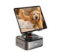 Generico Tablet Holder for Desk - 360 Degree Rotating Stand, Stereo Sound Adjustable Base, Creative Desktop Speaker, Bedside Floor Support Tool, Top Electronic Accessory Category, Small Black Unit