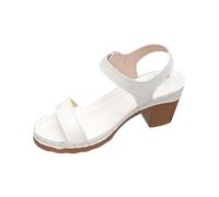 Generico Tacchi Donna Eleganti Pianta Larga Scarpe Comode Sandali da Donna con Tacco A Spillo,Casual,con Fibbia Laterale,Fondo Obliquo,Alla Sandali Gioiello Bassi Scarpe (White,39)