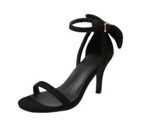 Generico Tacchi Donna Eleganti Scarpe Basse Eleganti Largo High Heels with Bow On Back Heels with Bow Womens Ankle Strap Suede High Heel Sandals Sandali da Donna con Strass (Black,36)