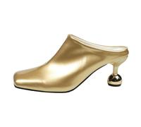 Generico Tacchi Donna Estivi Scarpe Comode Estive Largo Sandali con Tacco,Pantofole da Donna,Completamente In Pelle,Nuove Pantofole da,Estive,Dentro E Ciabatte Spiaggia Sandali (Gold,37)