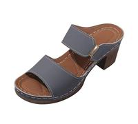 Generico Tacchi Donna Estivi Scarpe Estive Comode Largo Pantofole con Tacco,da Donna,Per Commercio Estero,con Punta E Parola,Sandali Oro Scarpe (Grey,36)