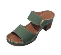 Generico Tacchi Donna Estivi Scarpe Estive Comode Largo Pantofole con Tacco,da Donna,Per Commercio Estero,con Punta E Parola,Sandali Oro (Green,41)