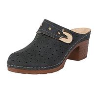 Generico Tacchi Donna Estivi Scarpe Estive Eleganti Largo Sandali Vuoti Ricamati Antichi del Tallone Spesso del Tallone Casuale di Modo delle Donne Ciabatte Donna Estive Mare Sandali Tacco (Black,38)