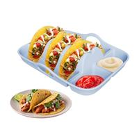 Genérico Taco Plates With Dividers | Silicone Taco Shells Holder | Reusable Bar Snacks Serving Plates For Home Kitchen Picnic Camping Barbecue Party Supplies