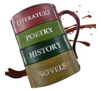 Generico Tagu di caffè Amante di libri - Coppa di lettura realizzata in 3D, di tè artistica, vintage con impugnatura comoda | Bevage a tema della letteratura per insegnante di autore poeta Studente