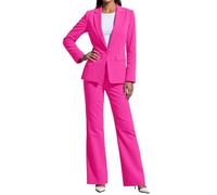 Generico Tailleur da Donna Elegante Autunnale Complete Cerimonia Maniche Lunghe Tinta Unita Tuta Completa Curvy Completi Casual Ufficio Lavoro 2 Pezzi Business Suit Set
