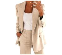 Generico Tailleur Donna Eleganti Curvy Completo Pantaloni e Giacca Cerimonia Tuta Completa Elegante Ufficio Classic Tuta Ufficio Business Curvy Tailleur Tinta Unita Autunno Invernale