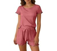 Generico Tailleur Elegante Donna Cerimonia- Completo Tuta Donna Completo Casual con Pantaloncini Pigiama A Due Pezzi in Morbida Viscosa Ideale per La Casa E per Le attività All'Aperto Basic