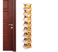 Generico Tall Narrow Shoe Rack, Tier Folding Shelves, 10.43x10.04x50.98 Inches, No Assembly Lightweight Design for Closet, Bathroom, Entryway, Small Apartment, Storage, Orange and Blue