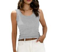 Generico Tank Top Donna,Canotta da Donna Senza Maniche con Scollo a V e Coste,Basic,Attillata e Carina Camicia della Neonato(Light Ashy,M)