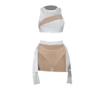 Generico Tankini Donna Mare Curvy Costumi da Bikini Push Up Sexy Patchwork Casual Ed Elegante per Le Vacanze Vedere Attraverso L'Abito A Tre Pezzi Senza Maniche Costumi da Bagno Donna Curvy(White,L)