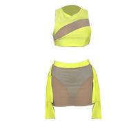 Generico Tankini Donna Mare Curvy Costumi da Bikini Push Up Sexy Patchwork Casual Ed Elegante per Le Vacanze Vedere Attraverso L'Abito A Tre Pezzi Senza Maniche Costumi da Bagno Donna(Yellow,XXXL)