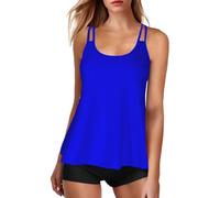 Generico Tankini Donna Mare in 2 Pezzi Imbottito Reggiseno Contenitivo Tankini Due Pezzi Beachwear Push Up Estate Costumi Mare Nuoto Piscina Costume da Bagno Donna Curvy Elegante Top E Pantaloncini