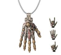 Generico Taoist Mechanical Bionic Hand Pendant,Steampunk Mechanical Hands Pendant Necklace,Movable Finger Joints Robot Hand Charm Jewelry Gift for Men Women