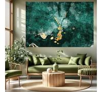 Generico Tapestries Extra Large 180 x 230 cm, Custom Image Logo Text Personalized Tapestry Wall Hanging Backdrop, Modern Abstract Dark Green Orange Yellow Art Deco Patterns,
