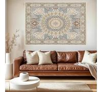 Generico Tapestries Extra Large 180 x 230 cm, Custom Image Logo Text Personalized Tapestry Wall Hanging Backdrop, Multicolored neutral beige brown, teal yellow oriental vintage floral prints,