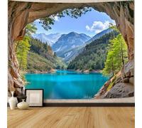 Generico Tapestries Extra Large 180 x 230 cm, Custom Image Logo Text Personalized Tapestry Wall Hanging Backdrop, Blue, Green Mountain and lake patterns,