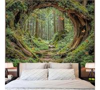 Generico Tapestries Extra Large 180 x 230 cm, Custom Image Logo Text Personalized Tapestry Wall Hanging Backdrop, Green, Brown, Orange, Multicolor Woodlands Landscape Print,