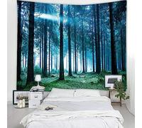 Generico Tapestries Extra Large 180 x 230 cm, Custom Image Logo Text Personalized Tapestry Wall Hanging Backdrop, Blue, Green Forest Landscape Pattern,