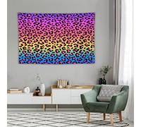 Generico Tapestries Extra Large 180 x 230 cm, Custom Image Logo Text Personalized Tapestry Wall Hanging Backdrop, Multicolor Yellow, Blue, Black Modern Leopard Print Animal Pattern,