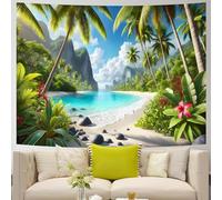 Generico Tapestries Extra Large 180 x 230 cm, Custom Image Logo Text Personalized Tapestry Wall Hanging Backdrop, Green, Blue, Ocean Beach Decoration,