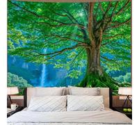 Generico Tapestries Extra Large 180 x 230 cm, Custom Image Logo Text Personalized Tapestry Wall Hanging Backdrop, Green, Blue, Forest Pattern,