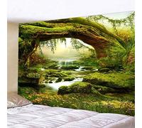Generico Tapestries Extra Large 180 x 230 cm, Custom Image Logo Text Personalized Tapestry Wall Hanging Backdrop, Green, Yellow Multicolor Woodlands Landscape Print,