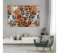 Generico Tapestries Extra Large 200 x 300 cm, Custom Images Banners Signs Personalized Tapestry Wall Hanging, Abstract Orange, Black, Brown, Modern Leopard Print Animal Pattern,